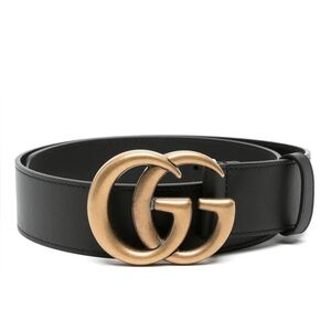 Gucci Black Belt with Gold GG Buckle